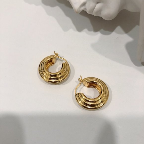 *NEW 925 Sterling Silver Textured Hoop Earrings C - Picture 3 of 7